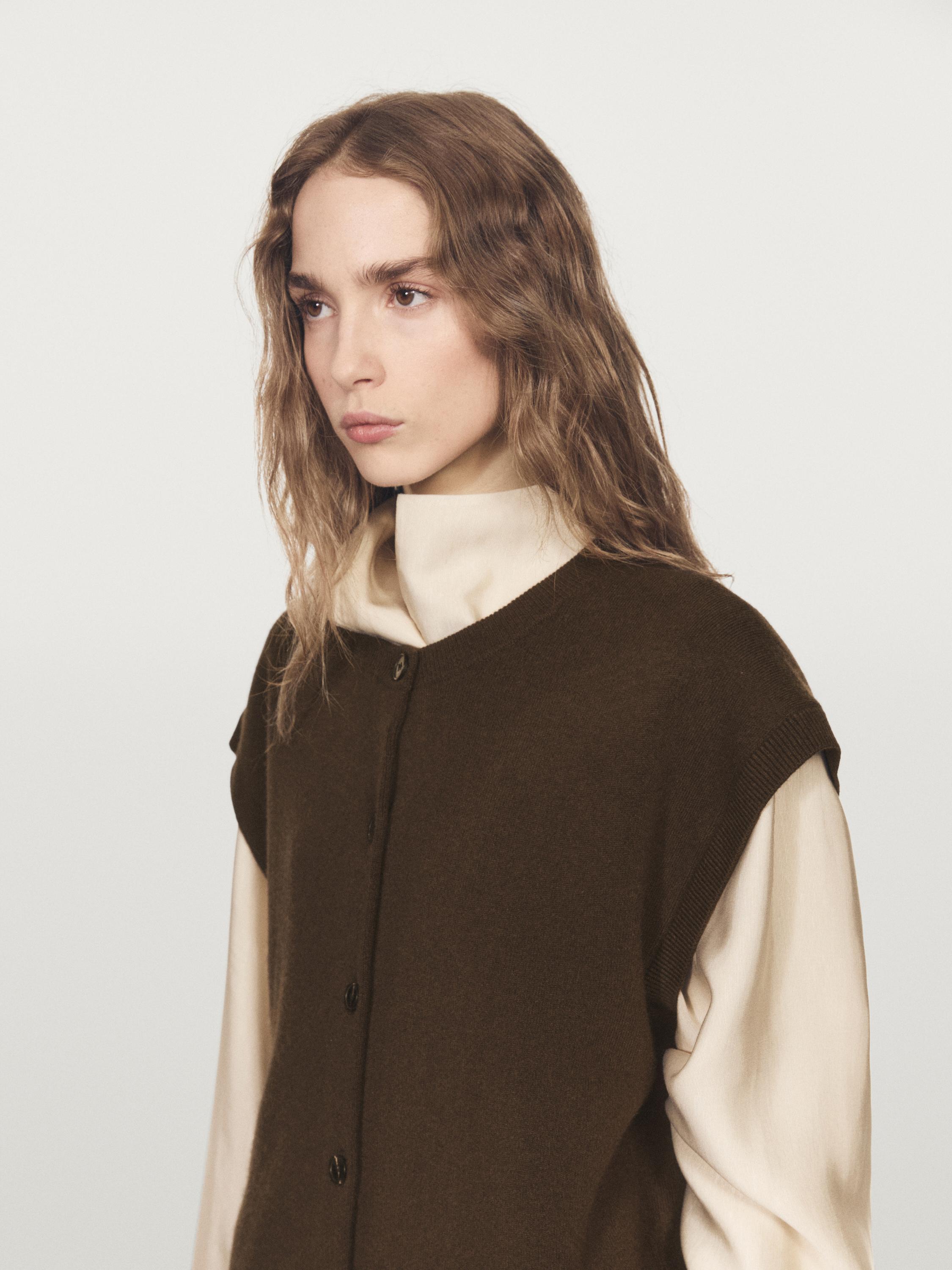 Veste sans manches en maille à col rond